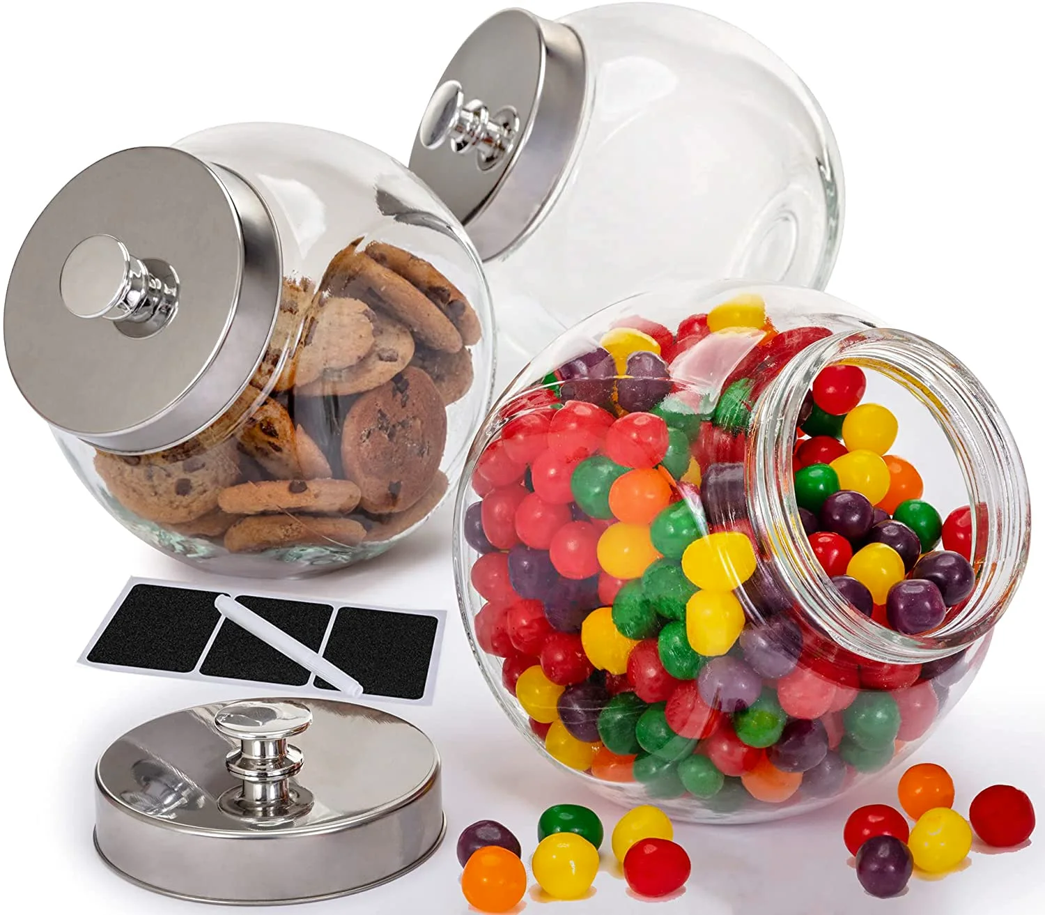 Le'raze Glass Cookie Jars with Airtight Lids, Set of 3