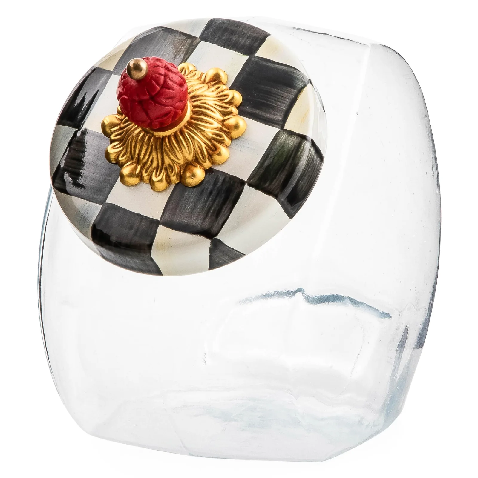 MacKenzie-Childs Rosy Check Glass Sweets Jar
