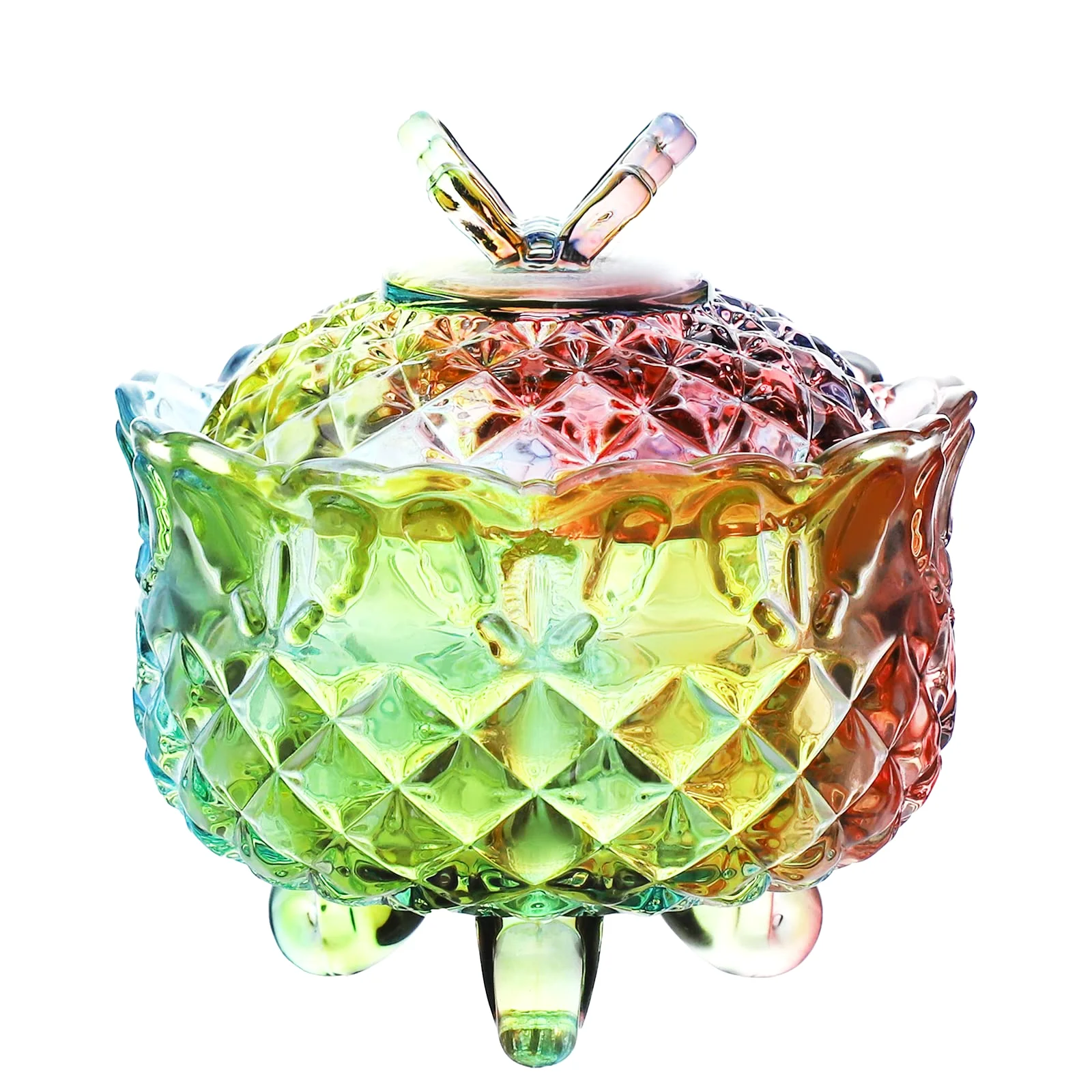 SOCOSY Embossed Footed Glass Candy Box