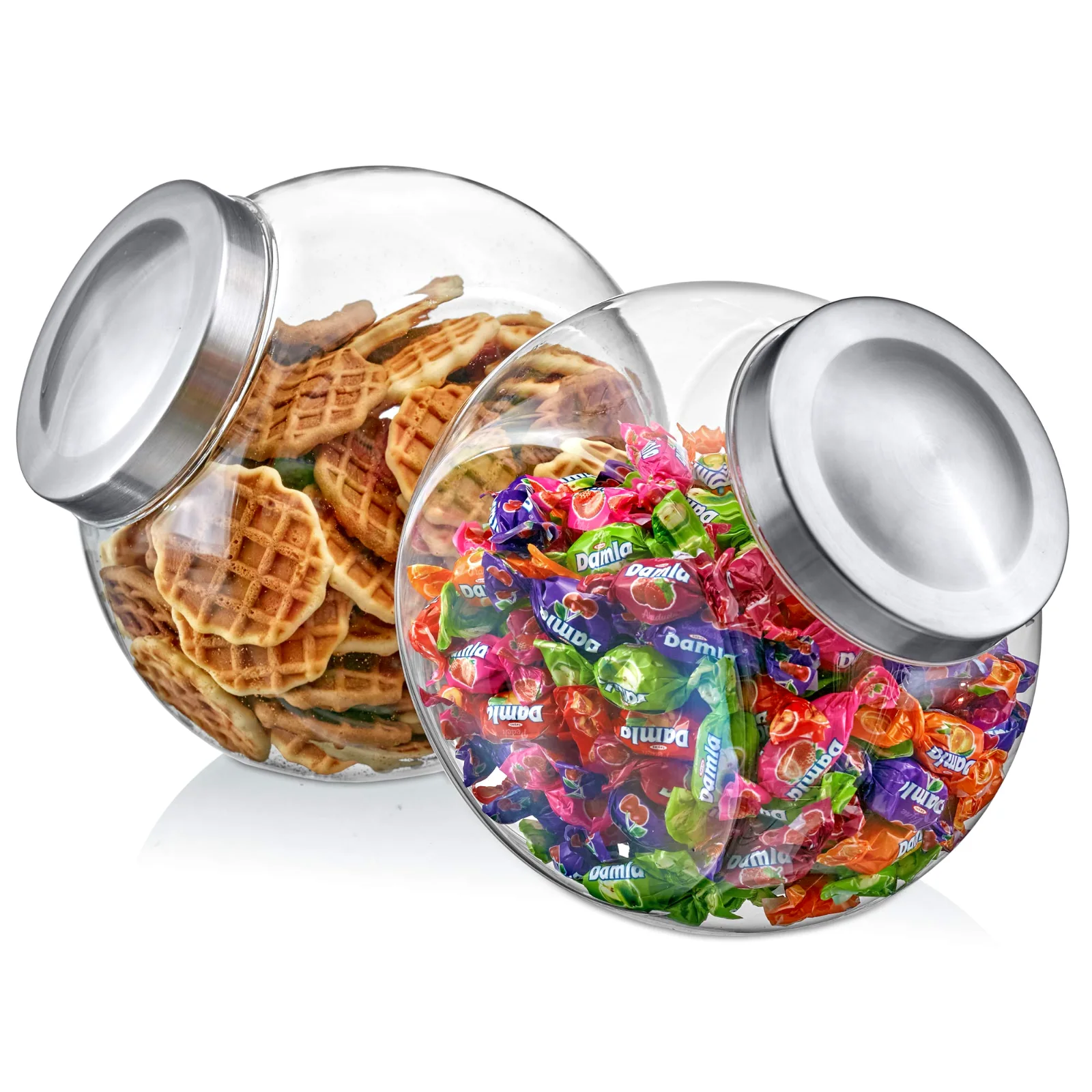 Amazing Abby Sweet Caroline Plastic Candy Jars, 75 oz, Set of 2