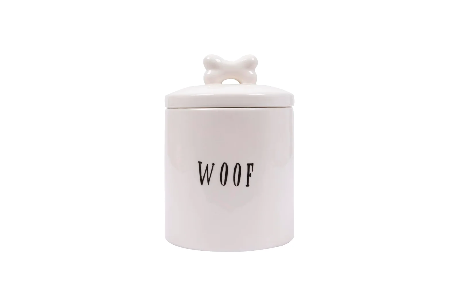 Creative Co-Op Woof Dog Treat Jar with Bone Handle