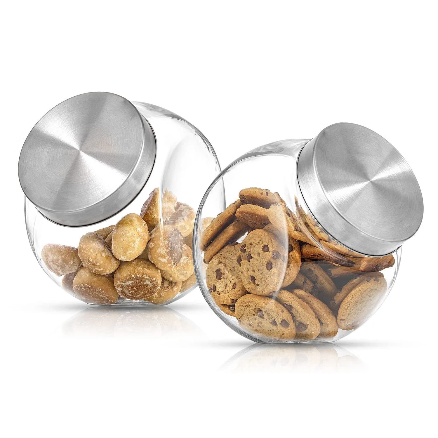JoyJolt All-Sides Glass Cookie Jars, Set of 2