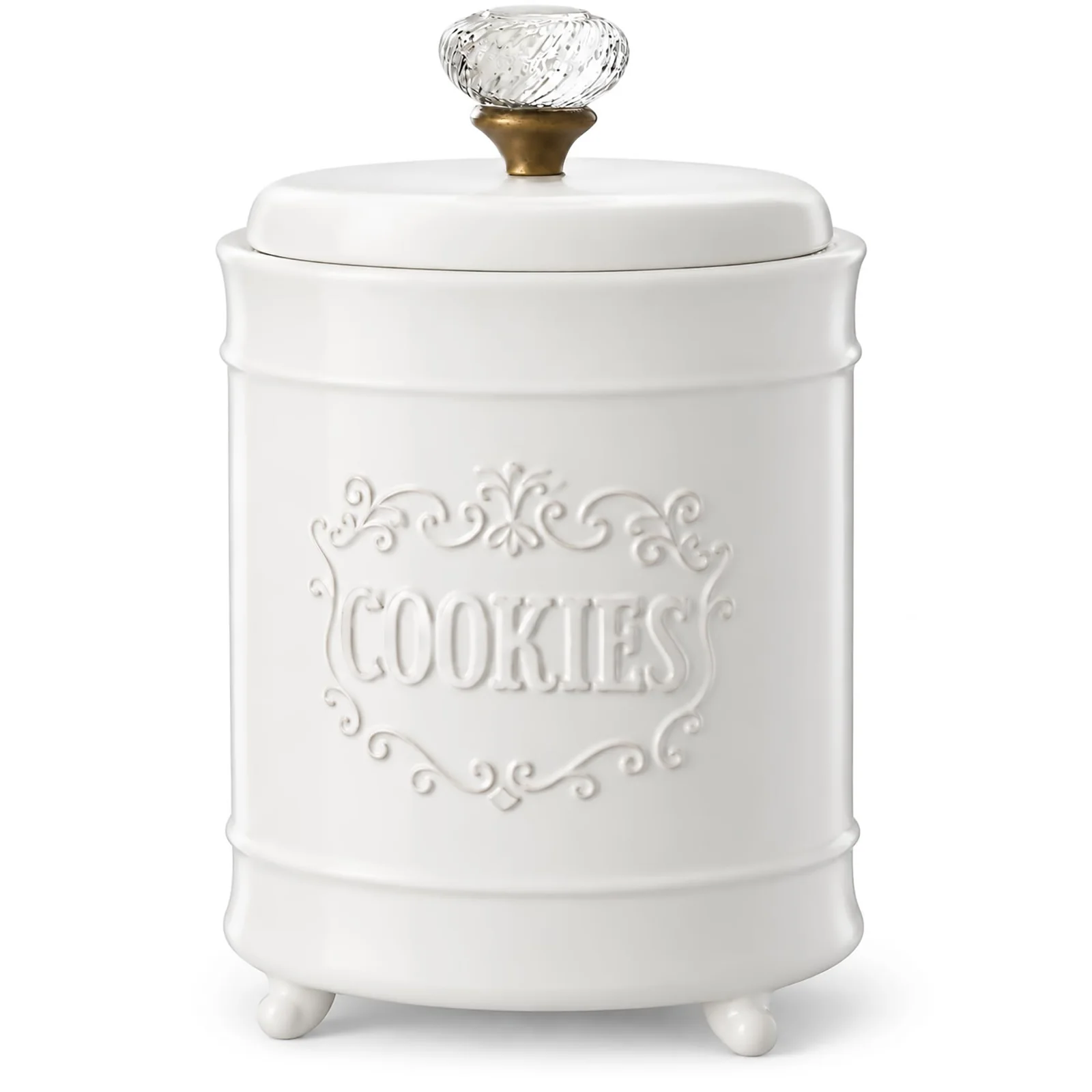 Mud Pie Circa Ceramic Cookie Jar with Door Knob Lid
