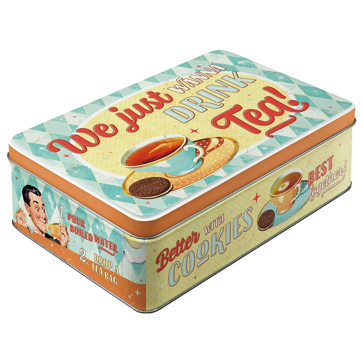 Nostalgic-Art Tea and Cookies Retro Storage Tin, 2.5 L