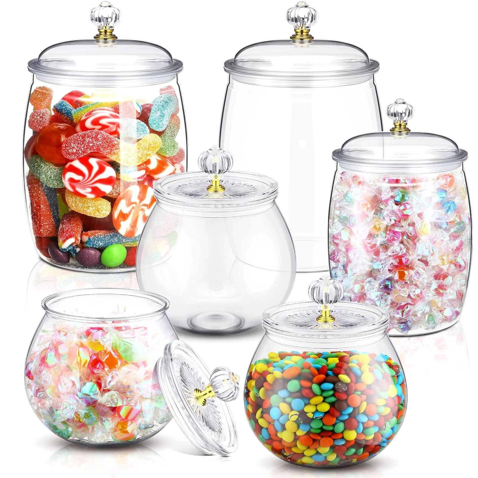 Nuogo Plastic Candy and Cookie Jars, Set of 6
