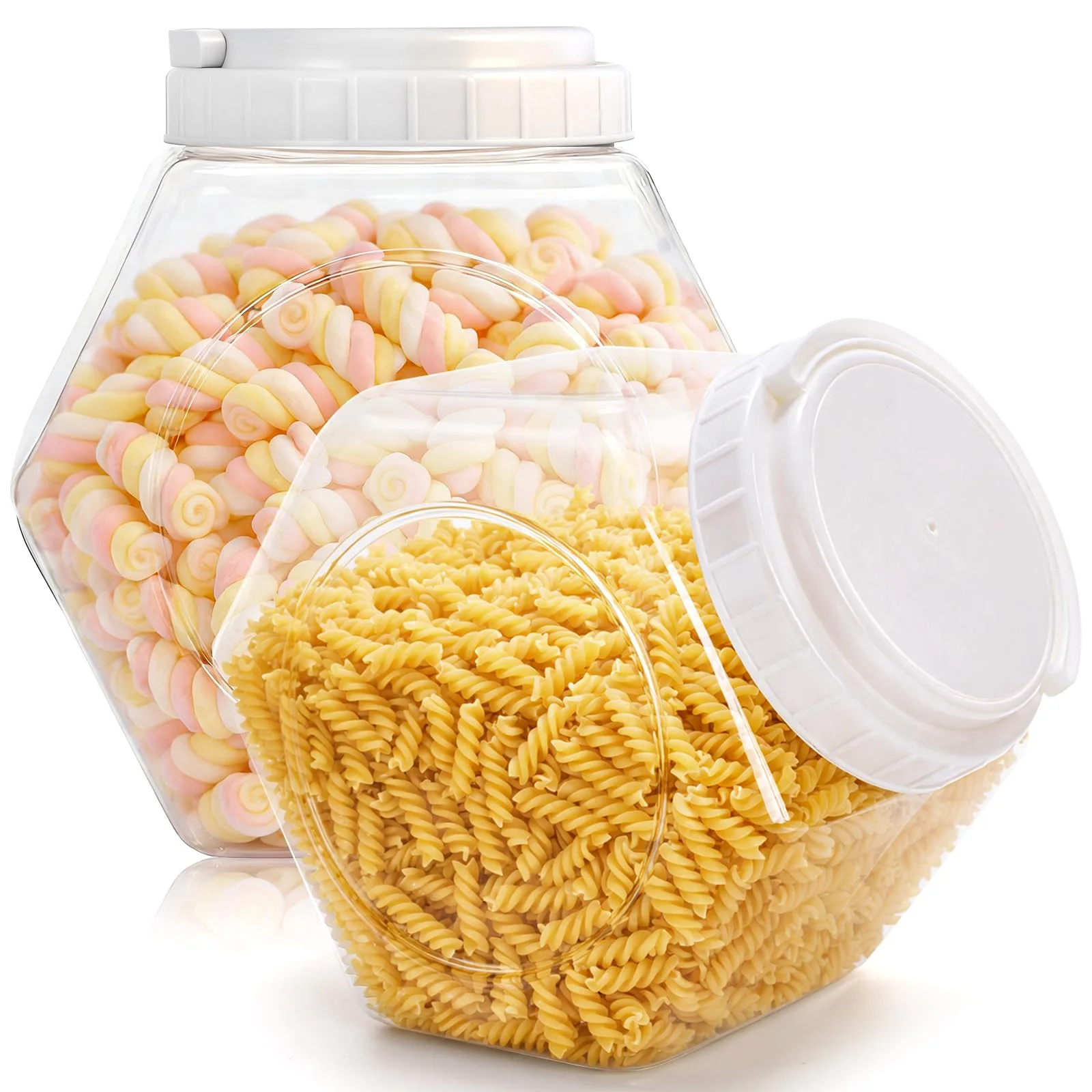 SOUJOY Plastic Candy and Cookie Jars, 1 Gallon, Set of 2
