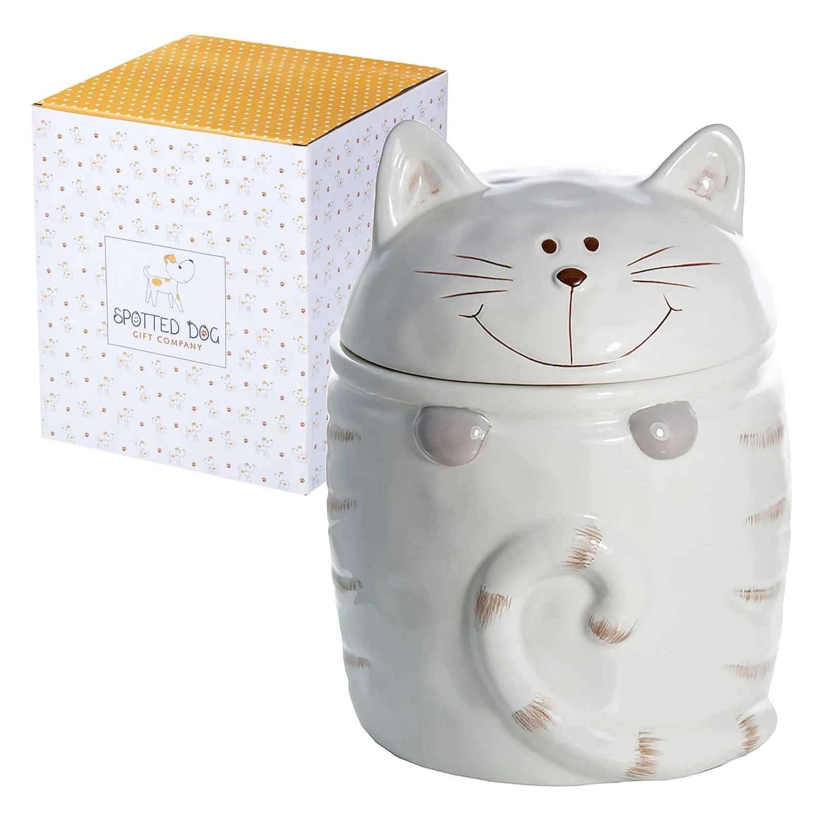 Spotted Dog Gift Company White Cat Treat Jar